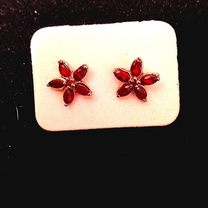Mozambique Garnet Earrings in platinum over sterling silver